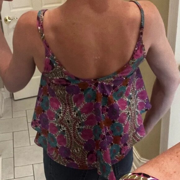 Show Me Your MuMu floral print ruffle spaghetti stap blouse size small - Picture 5 of 5